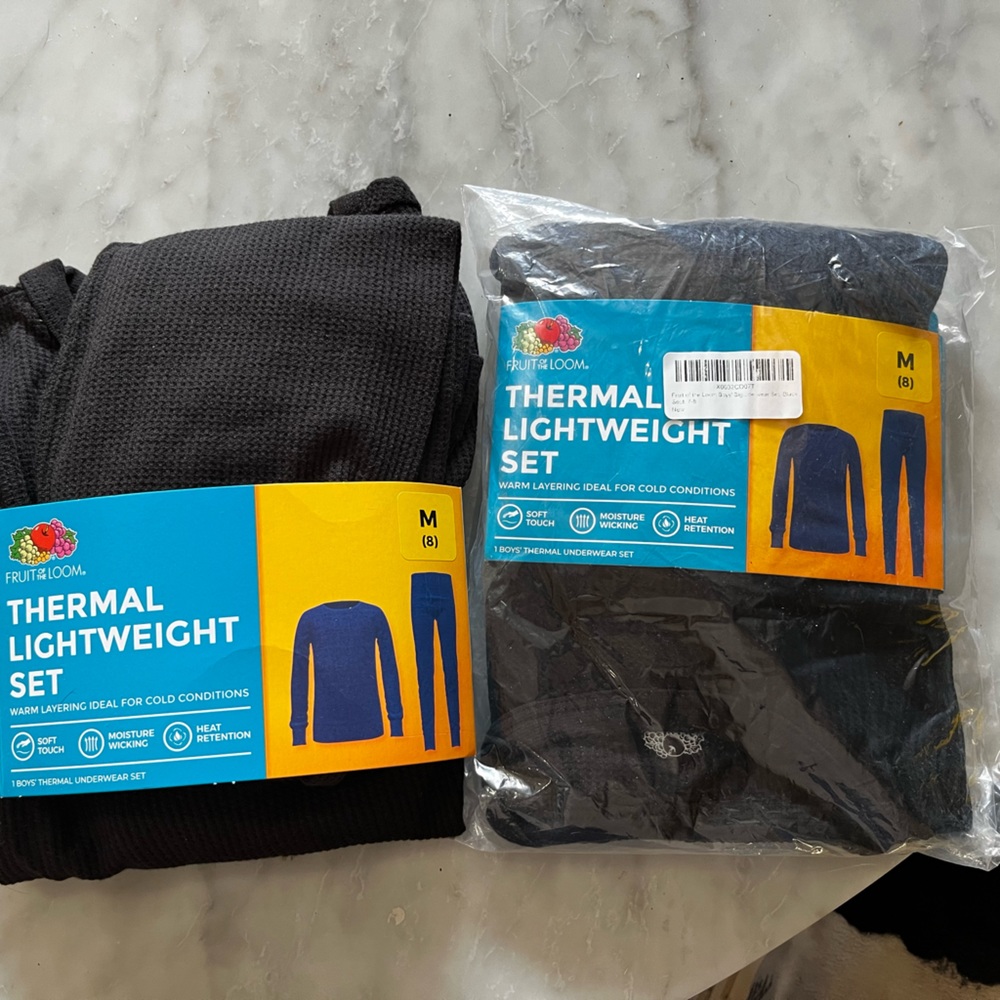 Kids size medium black long John set fruit of the loom